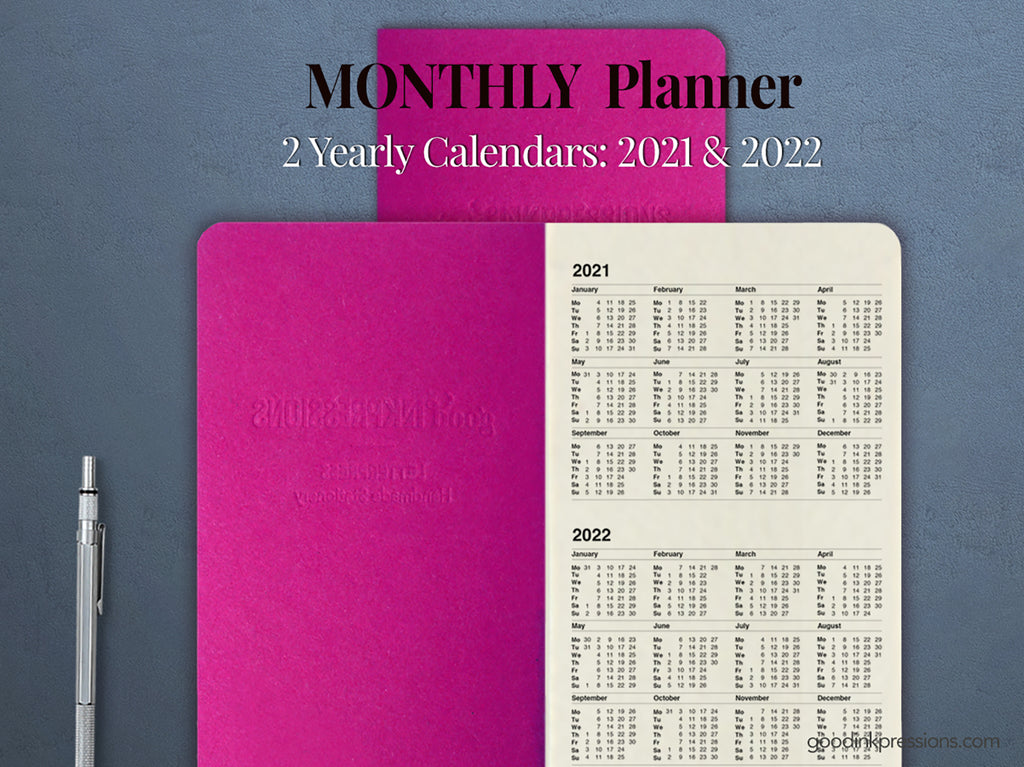 Tomoe River White-Cream 68gsm MONTHLY Planner - pocket size - handmade by goodINKpressions