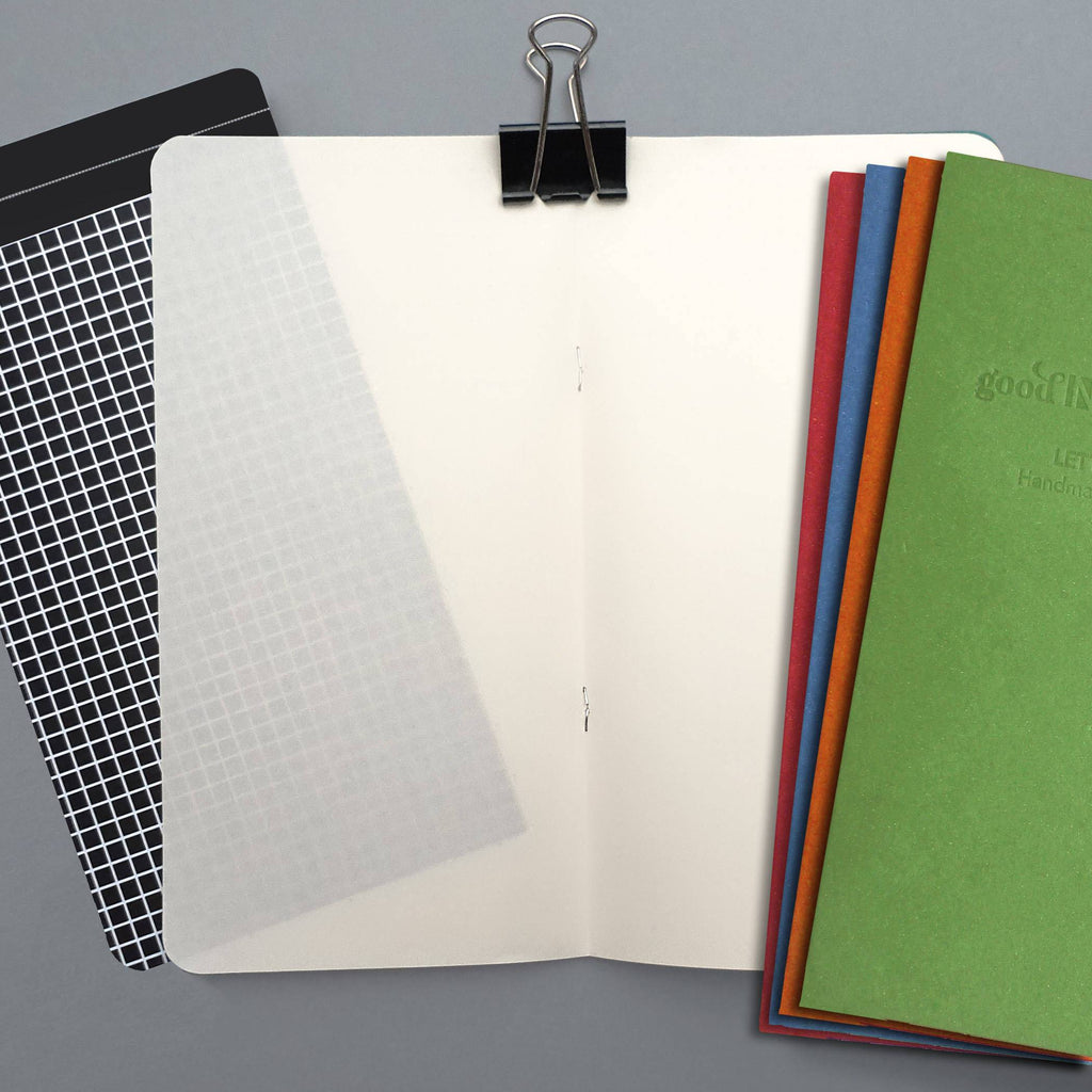 80 pages WHITE - 52gsm Tomoe River with UNDERLAYS - Med - handmade by goodINKpressions