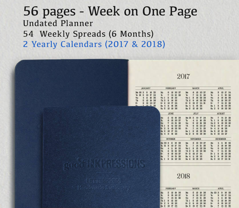 Weekly Planner Navy Blue, Traveller's Notebook -12 colours - Fountain Pen, Regular A5 Wide B6 Slim Personal, Clairefontaine SplendorGel Fountain Pen Notebooks - handmade by goodINKpressions