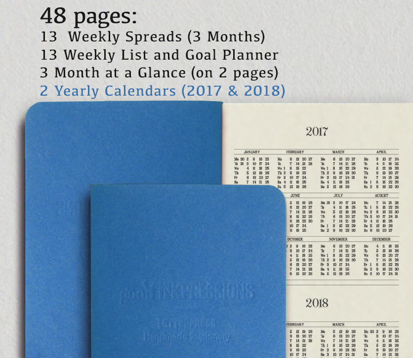 WEEK on 2 PAGES - 12 Colours, Traveller's Notebook - Fountain Pen Papers - Midori Planner Fountain Pen Notebooks - handmade by goodINKpressions