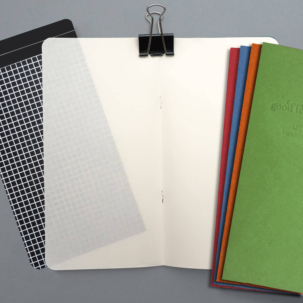 80 pages WHITE - 52gsm Tomoe River with UNDERLAYS - handmade by goodINKpressions