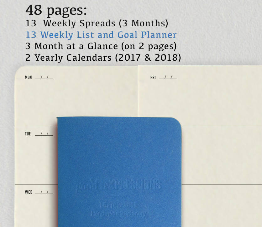 WEEK on 2 PAGES - 12 Colours, Traveller's Notebook - Fountain Pen Papers - Midori Planner Fountain Pen Notebooks - handmade by goodINKpressions