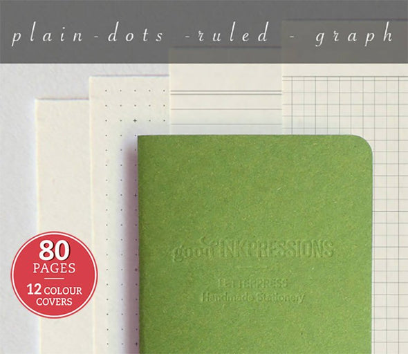 KIWI colour Midori, CLAIREFONTAINE, 80 page - 12 colours - Fountain Pen, Bullet Journal, Regular A5 Wide B6 Slim Personal A6 FN Passport Fountain Pen Notebooks - handmade by goodINKpressions