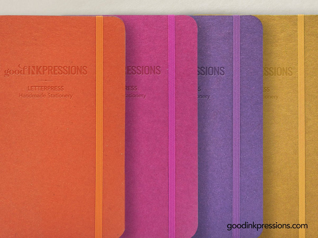 TOMOE RIVER WHITE 68gsm - - A5 size with elastic closure - handmade by goodINKpressions