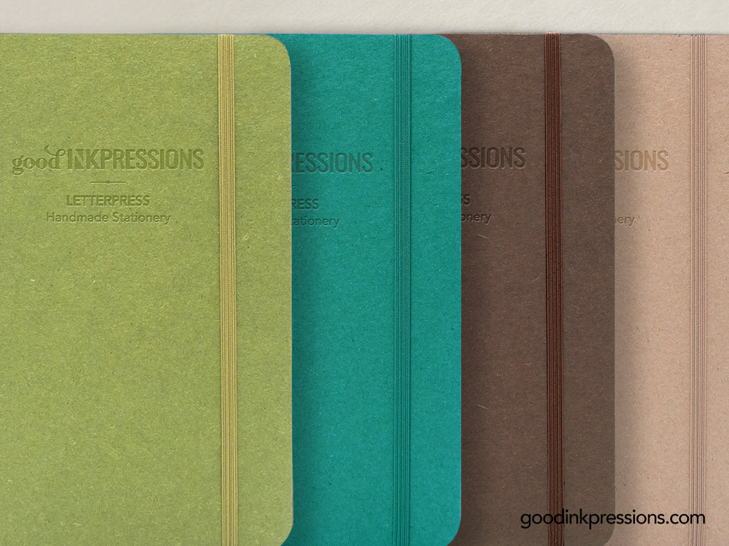 TOMOE RIVER WHITE 68gsm - - A5 size with elastic closure - handmade by goodINKpressions