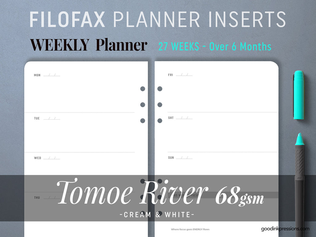 Tomoe River 68g - Filofax Planner - Week on Two Pages - handmade by goodINKpressions