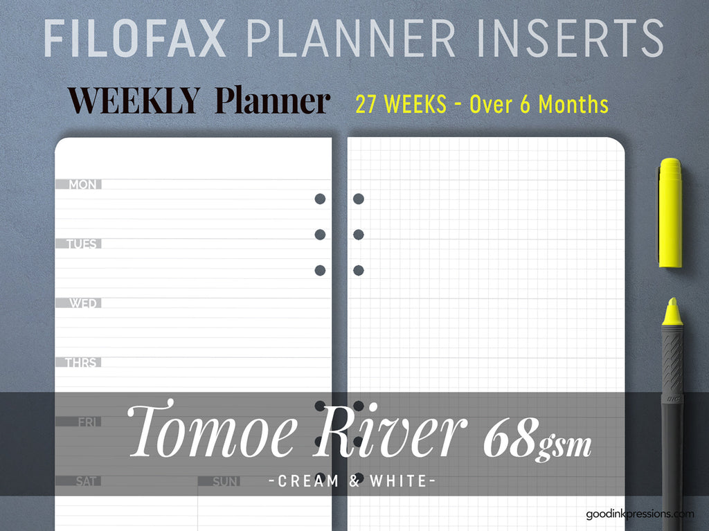 Tomoe River 68g - Filofax Planner - Week on One page - handmade by goodINKpressions