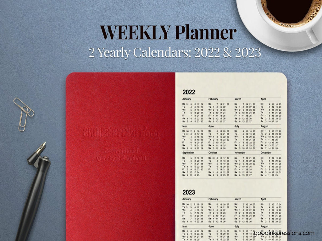 TOMOE River 68gsm ONE YEAR Weekly Planner, Week on One Page, Traveler's Notebook - Fountain Pen Paper - Hobonichi Weeks