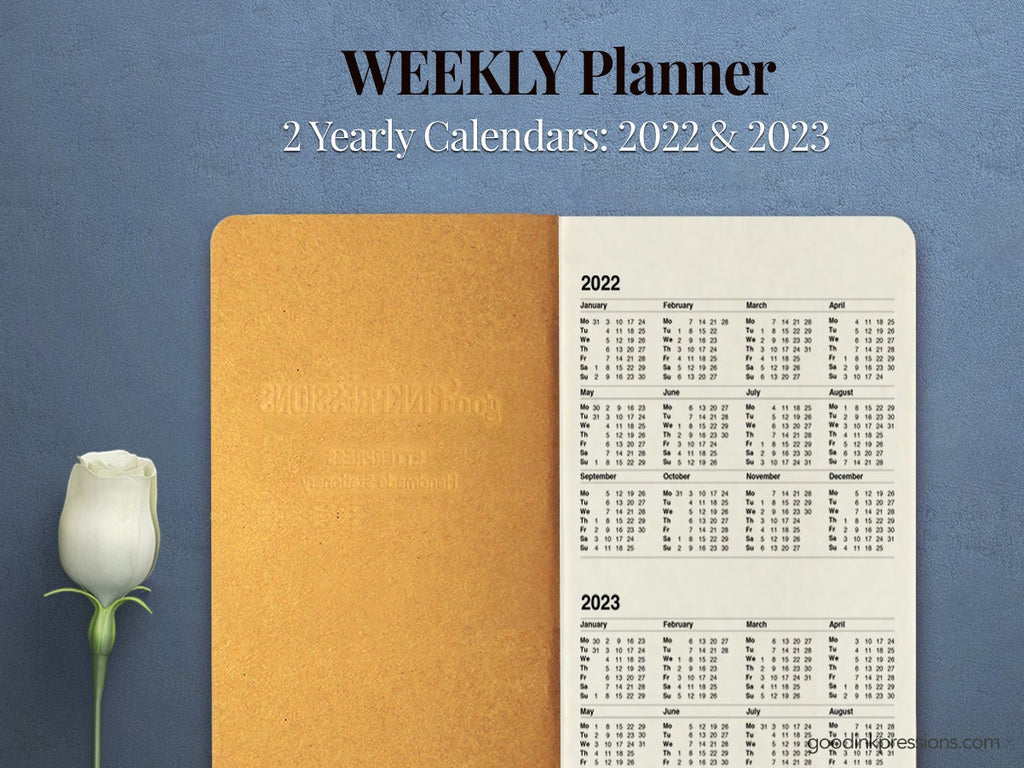 TOMOE River 68gsm ONE YEAR Weekly Planner, Week on Two Pages, Traveler's Notebook Fountain Pen Paper - A5 Wide B6 Slim Standard tn