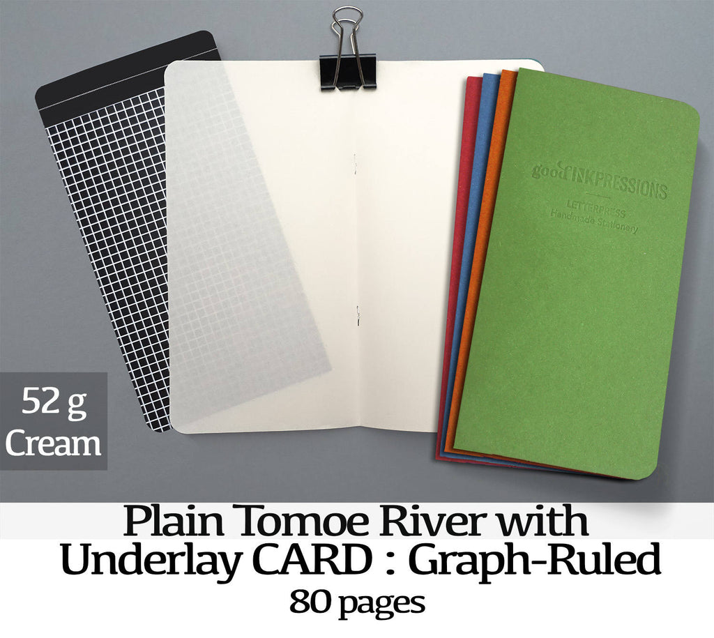 80 pages CREAM - 52gsm Tomoe River with UNDERLAYS  - handmade by goodINKpressions
