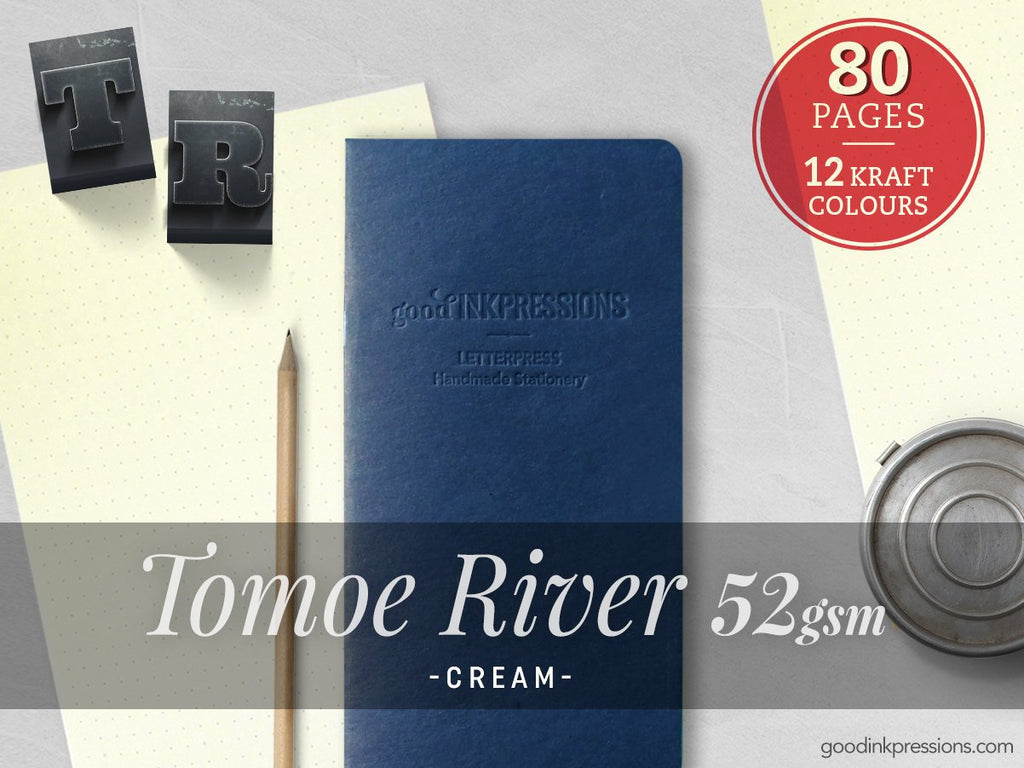 80 Pages- TOMOE RIVER Cream Midori Inserts Fountain Pen Notebooks - handmade by goodINKpressions