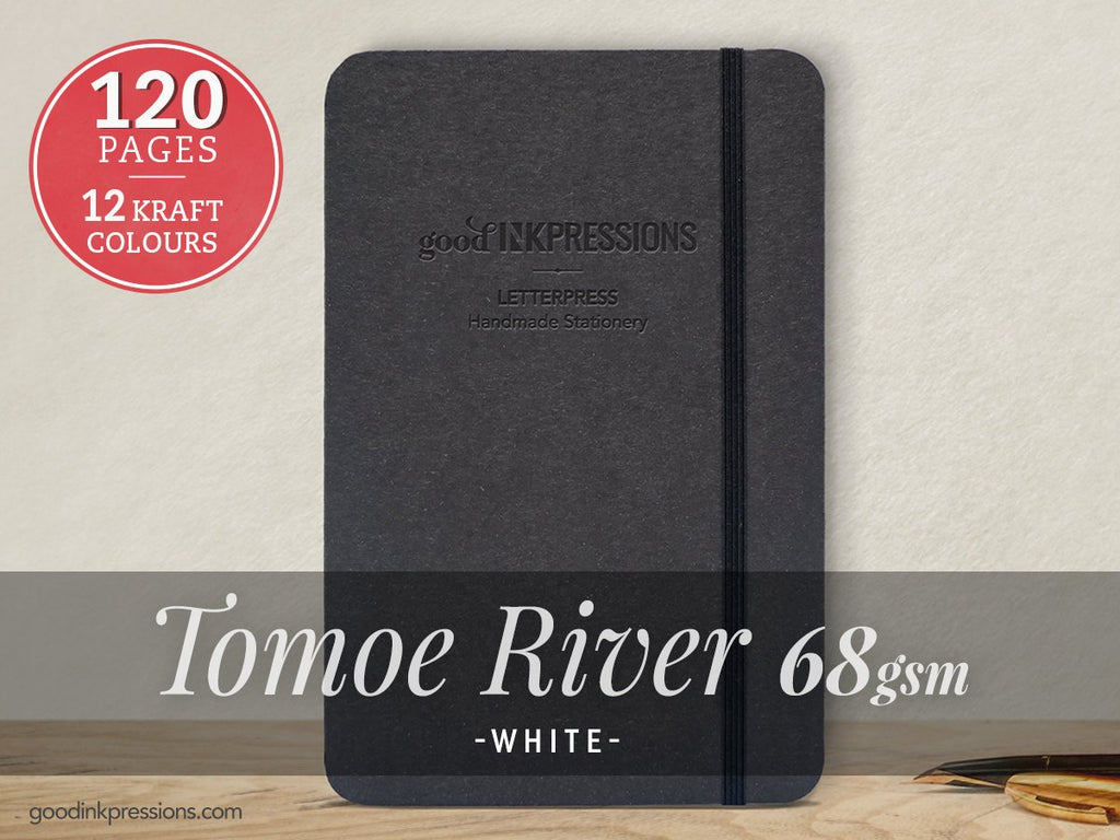120pg TOMOE RIVER WHITE 68gsm - iPAD Mini Size Fountain Pen Notebooks - handmade by goodINKpressions