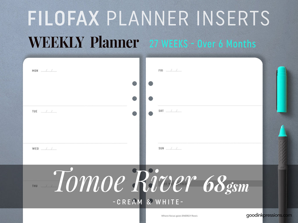 Tomoe River 68g - Filofax Planner - Week on Two Pages  - handmade by goodINKpressions