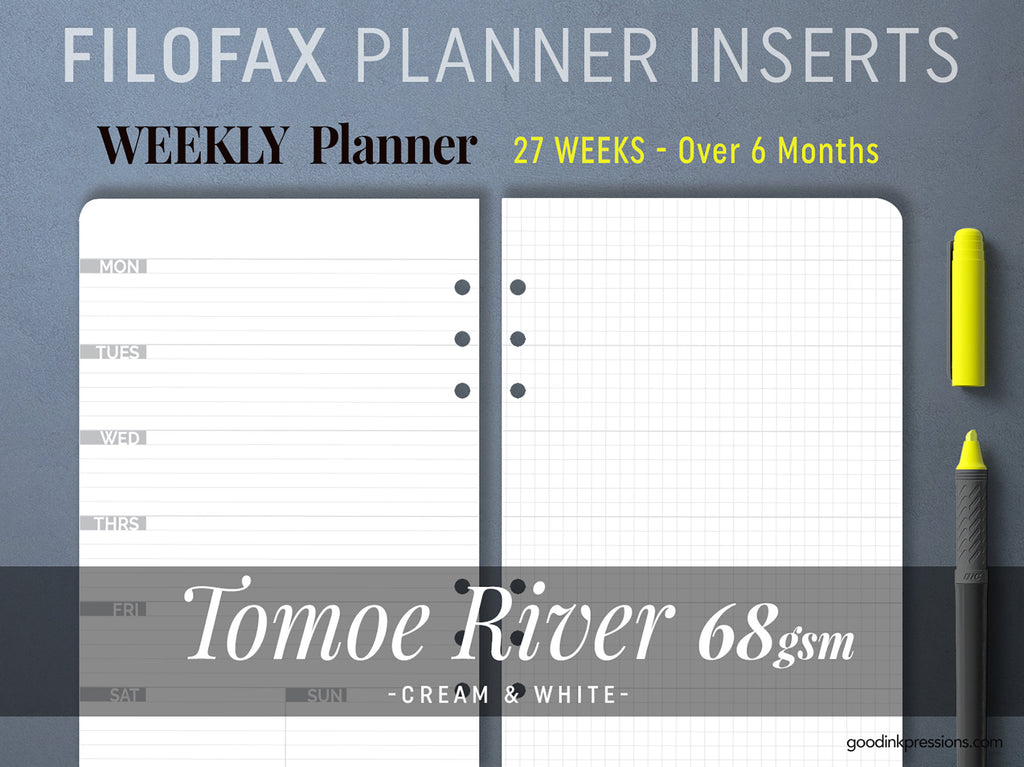 Tomoe River 68g - Filofax Planner - Week on One page  - handmade by goodINKpressions